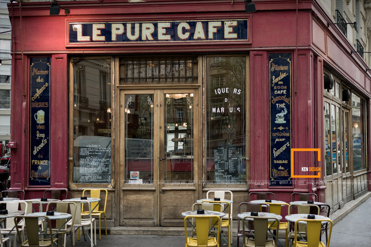 thiết kế mặt tiền quán cafe kiểu Pháp
